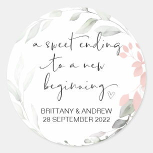 Huwelijksgunst Treat Bag Jam Jar Sweet Beginning Ronde Sticker