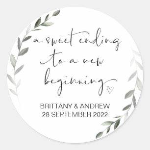 Huwelijksgunst Treat Bag Jam Jar Sweet Beginning Ronde Sticker