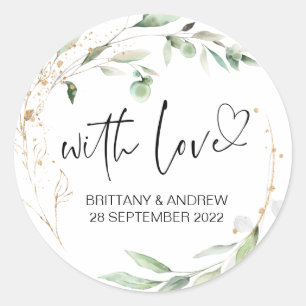 Huwelijksgunst Treat Bag Jam Met Liefde Eucalyptus Ronde Sticker