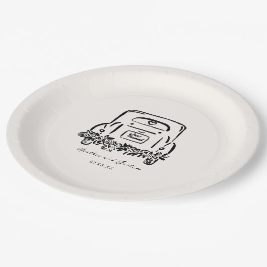 Huwelijksgunsten Aangepaste Auto Trouwfavorieten Papieren Bordje (Gekanteld)