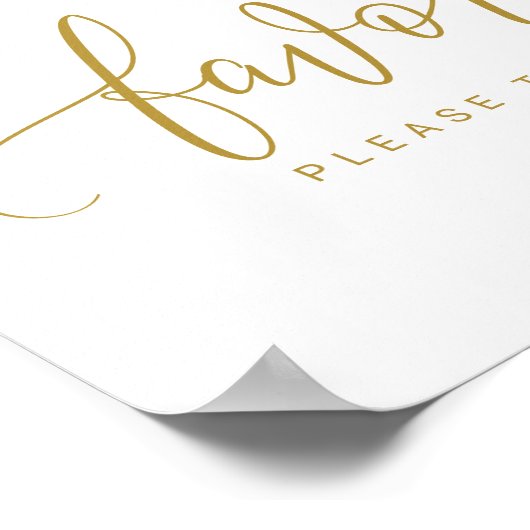 Huwelijksgunsten bord - Bounce Script (plat goud) Poster (Hoek)