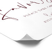 Huwelijksgunsten Bord Zonnebloemen Rozen Burgundy  Poster (Hoek)