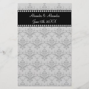 Huwelijksgunsten Grijze damast Briefpapier