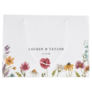Huwelijksgunsten met wilde bloemen groot cadeauzakje