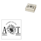 huwelijksgunsten - monogram zonnebloem 	rubberstempel (Gestempeld)