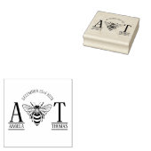 huwelijksgunsten uitnodiging koppel bijenmonogram rubberstempel (Gestempeld)