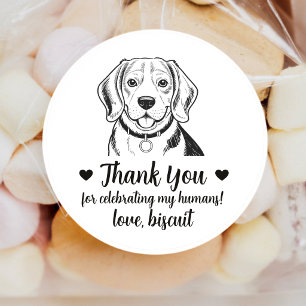 Huwelijksgunststickers met op maat gemaakte Beagle Ronde Sticker