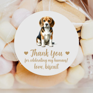 Huwelijksgunststickers met op maat gemaakte Beagle Ronde Sticker