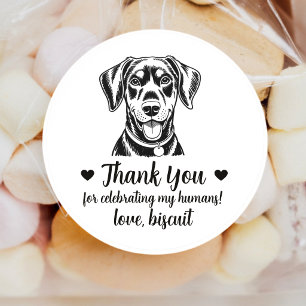 Huwelijksgunststickers met op maat gemaakte Doberm Ronde Sticker