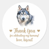 Huwelijksgunststickers met op maat gemaakte Husky Ronde Sticker (Voorkant)