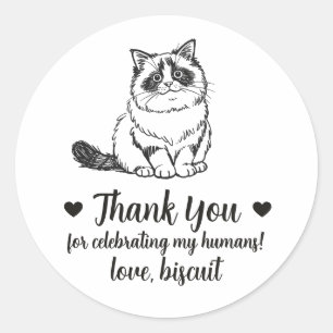 Huwelijksgunststickers met op maat gemaakte Ragdol Ronde Sticker