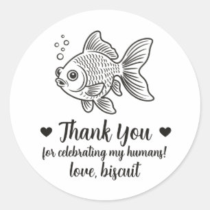 Huwelijksgunststickers met op maat gemaakte vis ronde sticker