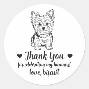 Huwelijksgunststickers met op maat gemaakte Yorkie Ronde Sticker