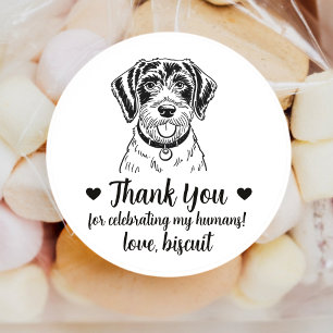 Huwelijksgunststickers voor honden met afbeelding ronde sticker