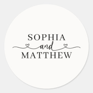 Huwelijkshart Naam Script Ronde Sticker