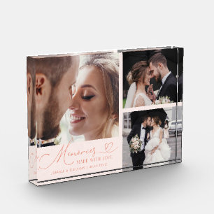 Huwelijksherinneringen gemaakt met liefde perzik fotoblokken