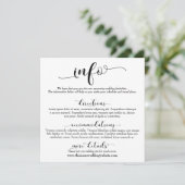 Huwelijksinformatie Elegante Scriptbijlage Kaart (Staand voorkant)