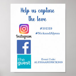 Huwelijksinformatie hashtag foto poster