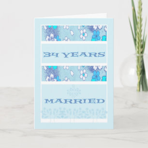 Huwelijksjubileum 34 jaar in Blauwe Bloemen Kaart