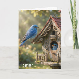 Huwelijksjubileum Blauwe Reigers met Vogelnestkast Kaart