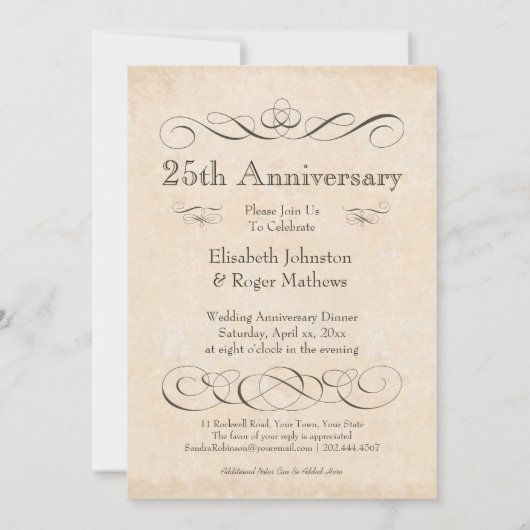 Huwelijksjubileum Diner Eet, Drink en wees Vrolijk Kaart (Achterkant)