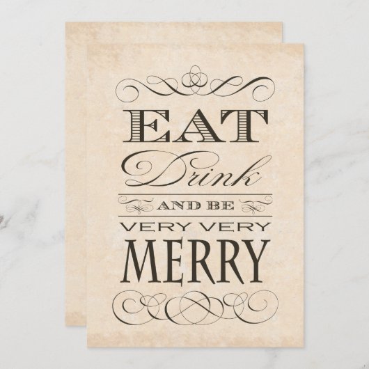 Huwelijksjubileum Diner Eet, Drink en wees Vrolijk Kaart (Voorkant / Achterkant)