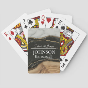 Huwelijksjubileum Hout Zwart Wit Agaat Marmer Pokerkaarten