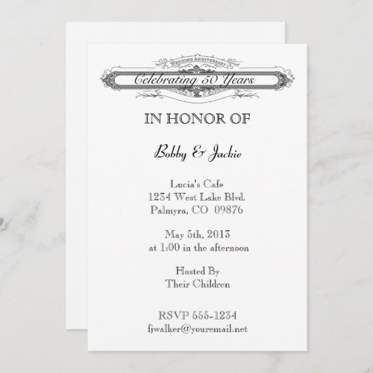 Huwelijksjubileum Kaart (Voorkant / Achterkant)