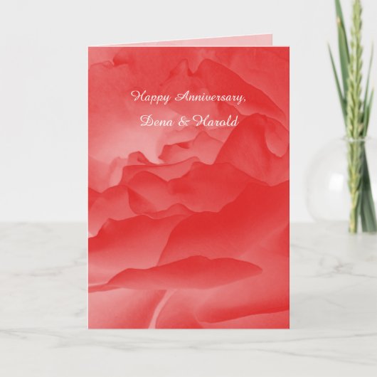 Huwelijksjubileum Kaart Koraal Roze Roos (Voorkant)