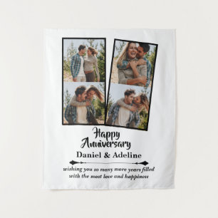 Huwelijksjubileum Liefde 4 Foto Collage Koppel Wandkleed