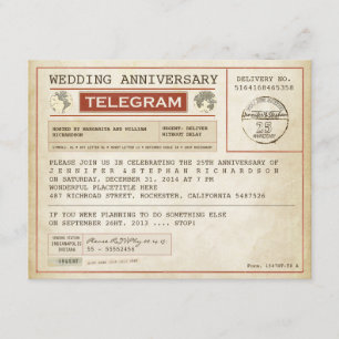 huwelijksjubileum telegram uitnodiging in vintage 