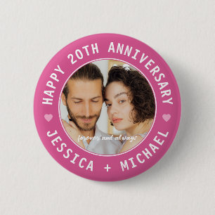 Huwelijksjubileumfeest Aangepaste Foto Verjaardag Ronde Button 5,7 Cm