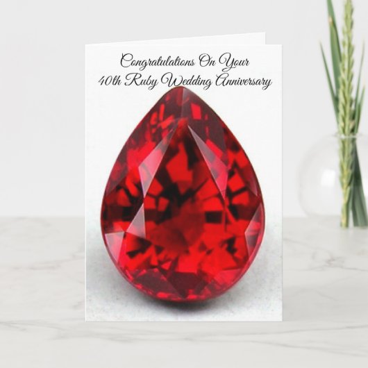 Huwelijksjubileumkaart 40 jaar Robijnen Kaart (Voorkant)