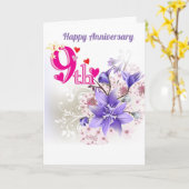 Huwelijksjubileumkaart negende verjaardag kaart (Gele Bloem)