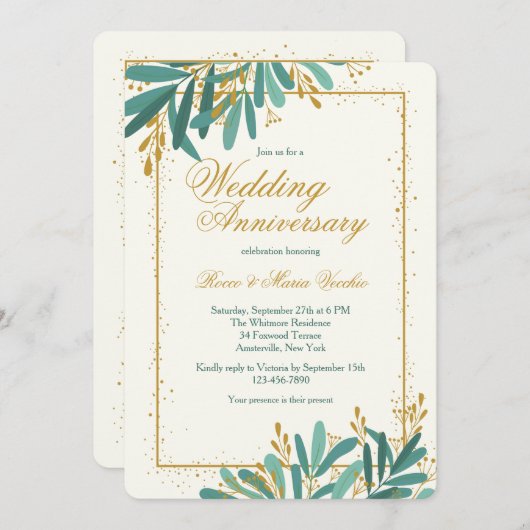 Huwelijksjubileumviering Kaart (Voorkant / Achterkant)