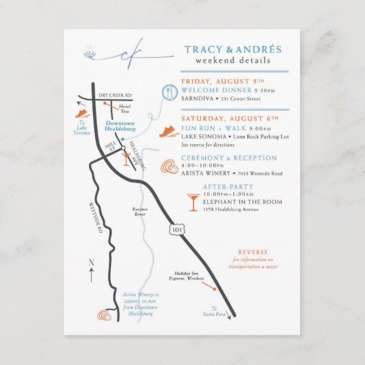 Huwelijkskaart Inlage Custom Design voor Andres Informatiekaartje (Voorkant)