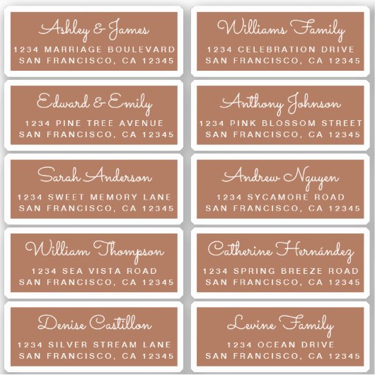 Huwelijkskaart kalligrafie gast adres labels (Voorkant)