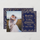 Huwelijkskaart met dankbetuiging Navy Goud Bedankkaart (Voorkant / Achterkant)
