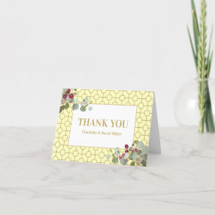 Huwelijkskaart met eucalyptus en bes: 'Dank je wel Bedankkaart