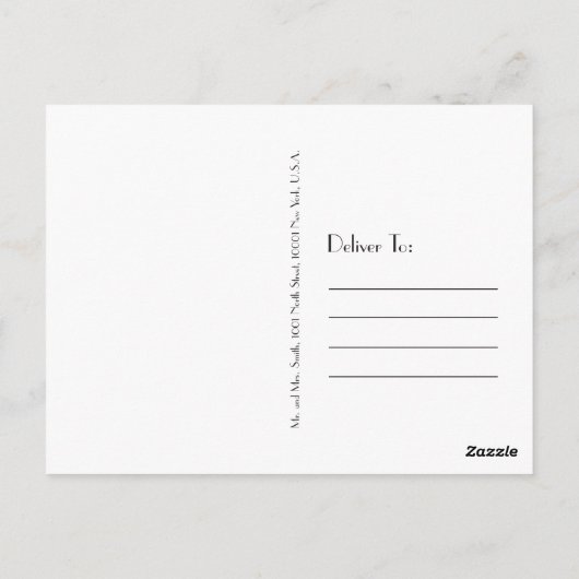 Huwelijkskaart met goudkleurige folie Art Deco bed Briefkaart (Achterkant)