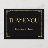 Huwelijkskaart met goudkleurige folie Art Deco bed Briefkaart (Voorkant)