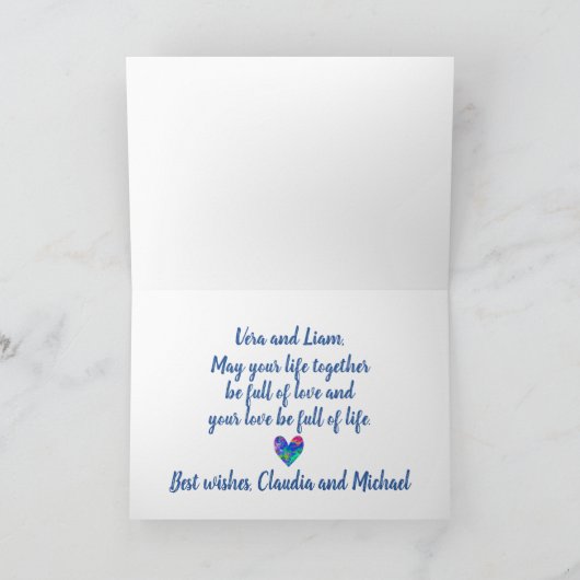 Huwelijkskaart met kolibries kaart (Binnen)