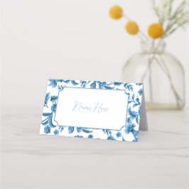 Huwelijkskaarten Namen Chintz Blauw Wit Bloemen
