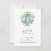 Huwelijksklokken en groen gebladerte waterverf RSV RSVP Kaartje (Voorkant)