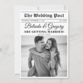 Huwelijkskrant Leuk Zwart & Wit Foto Bruiloft Kaart (Voorkant)