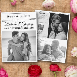 Huwelijkskrant Leuk Zwart & Wit Foto Bruiloft Save The Date