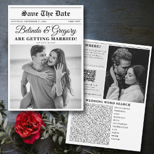 Huwelijkskrant Leuk Zwart & Wit Foto Bruiloft Save The Date