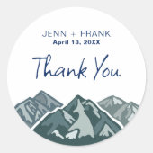 Huwelijkslabel voor bedankjes in de bergen ronde sticker (Voorkant)