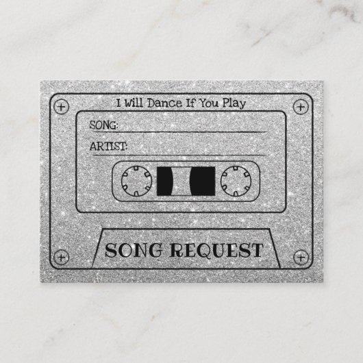 Huwelijkslied Verzoek Modern Zilver Cassette-inzet Informatiekaartje (Voorkant)