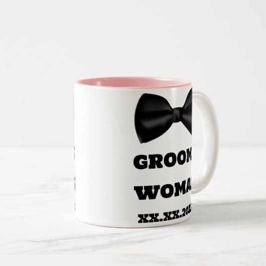 Huwelijksmeisje Naam Bruidegom Vrouw Trouw Mokken (Voorkant rechts)